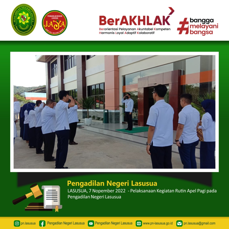 Pelaksanaan Apel Pagi Pengadilan Negeri Lasusua 